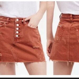Free people copper denim mini skirt